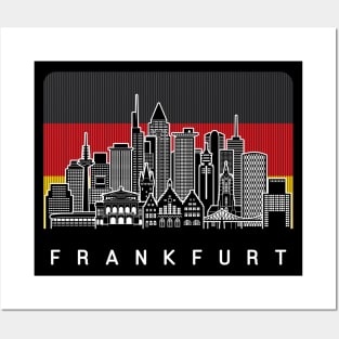 Frankfurt Germany Skyline German Flag Posters and Art